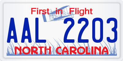NC license plate AAL2203