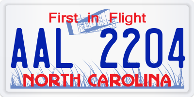 NC license plate AAL2204