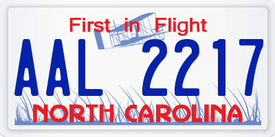 NC license plate AAL2217