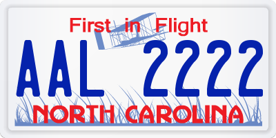 NC license plate AAL2222