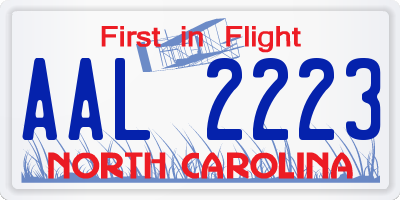 NC license plate AAL2223