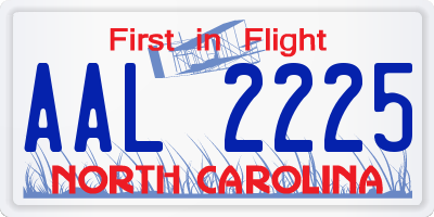 NC license plate AAL2225