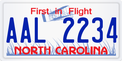 NC license plate AAL2234