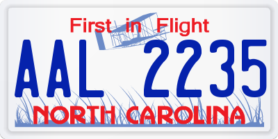 NC license plate AAL2235