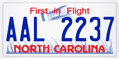 NC license plate AAL2237