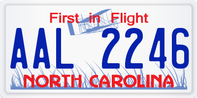 NC license plate AAL2246
