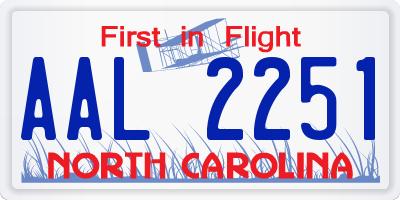 NC license plate AAL2251