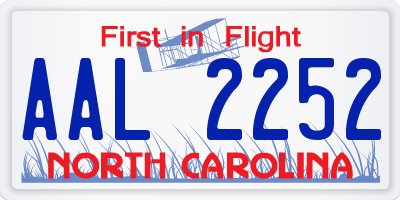 NC license plate AAL2252