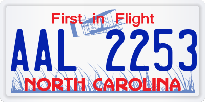 NC license plate AAL2253