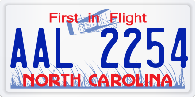 NC license plate AAL2254