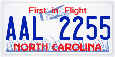 NC license plate AAL2255