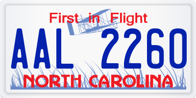 NC license plate AAL2260