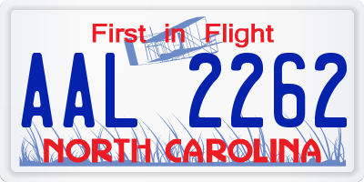 NC license plate AAL2262