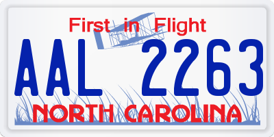 NC license plate AAL2263