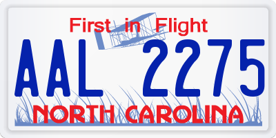 NC license plate AAL2275