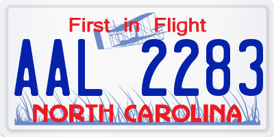 NC license plate AAL2283