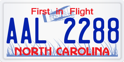 NC license plate AAL2288