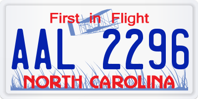 NC license plate AAL2296
