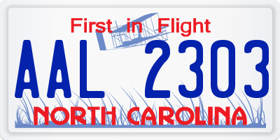 NC license plate AAL2303