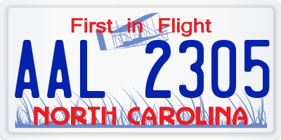 NC license plate AAL2305