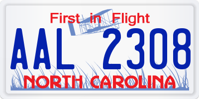 NC license plate AAL2308
