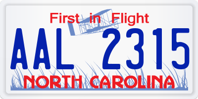 NC license plate AAL2315