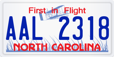 NC license plate AAL2318