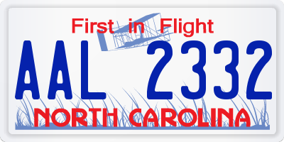 NC license plate AAL2332