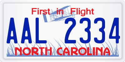 NC license plate AAL2334
