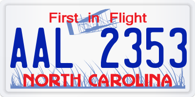 NC license plate AAL2353