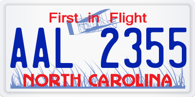 NC license plate AAL2355