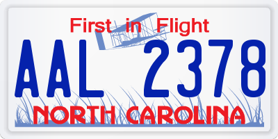 NC license plate AAL2378