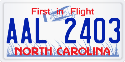 NC license plate AAL2403