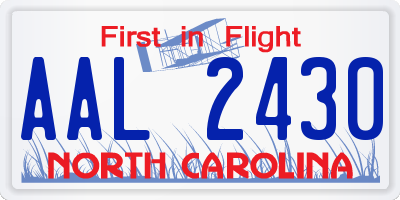 NC license plate AAL2430