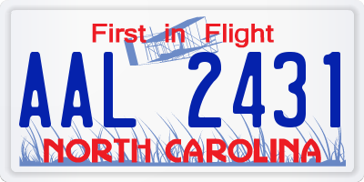 NC license plate AAL2431