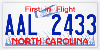 NC license plate AAL2433