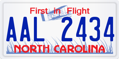 NC license plate AAL2434