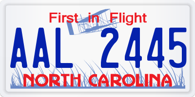 NC license plate AAL2445