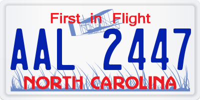 NC license plate AAL2447