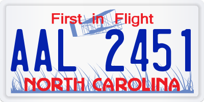 NC license plate AAL2451