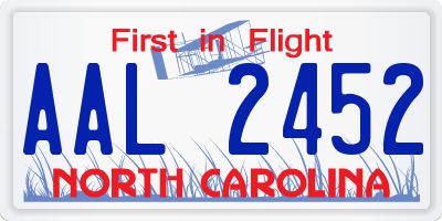 NC license plate AAL2452