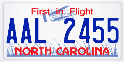 NC license plate AAL2455