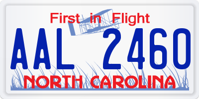 NC license plate AAL2460