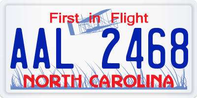 NC license plate AAL2468