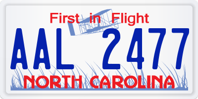 NC license plate AAL2477