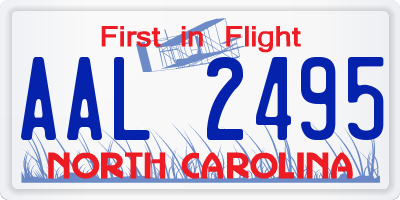 NC license plate AAL2495