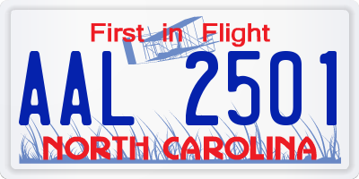 NC license plate AAL2501
