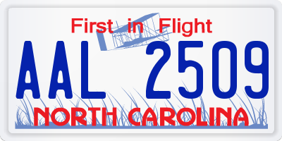 NC license plate AAL2509