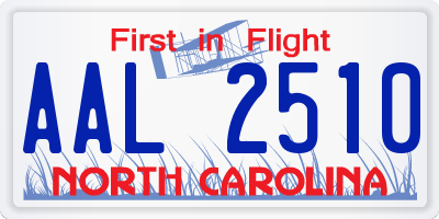 NC license plate AAL2510