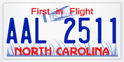 NC license plate AAL2511